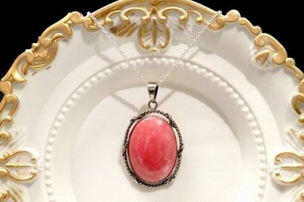 画像1: 【sale】情熱の愛を!アルゼンチン産インカローズSilver925オーバルペンダントトップ (1)