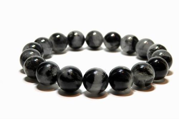 画像1: 太針ありブラックルチルトルマリンインクォーツ１2mmブレスレット(ブラジル産)18cm (1)